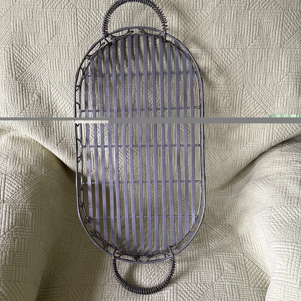 Metal Wire Coffee Cup Serving Tray Basket 20x11 Coffee Bar Kitchen Decor Large